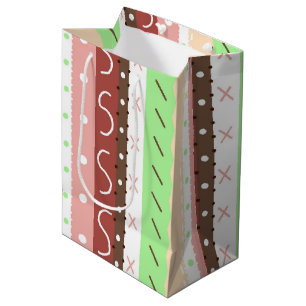 Boho Brown, Burgund, Green und Mauve Whimsical Mittlere Geschenktüte