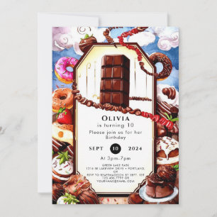 Boho Brown Chocolate Birthday Einladung