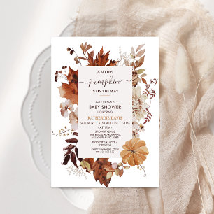 Boho Brown Fall Little Pumpkin Baby Shower Einladung