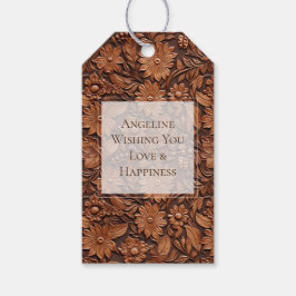 Boho Brown Imitats Leather Floral Brautparty Geschenkanhänger