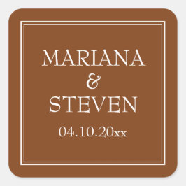 Boho Brown Minimalistisch Quadratischer Aufkleber