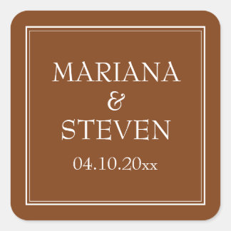 Boho Brown Minimalistisch Quadratischer Aufkleber