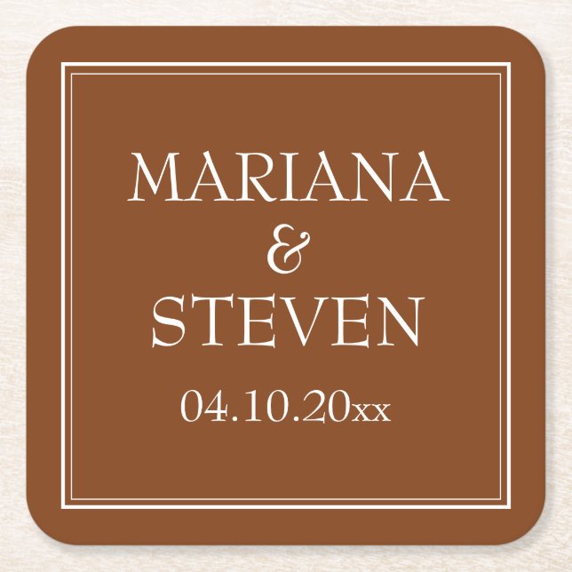 Boho Brown Minimalistisch Rechteckiger Pappuntersetzer (Vorderseite)