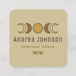 Boho Brown Moon Phases Lunar Spirituelle Coach Bei Quadratische Visitenkarte