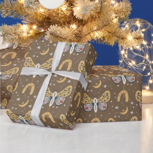 Boho Brown Moth Geschenkpapier