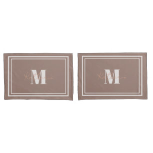 Boho Brown Named Pillow Case Colour 9C7F74 Kissenbezug