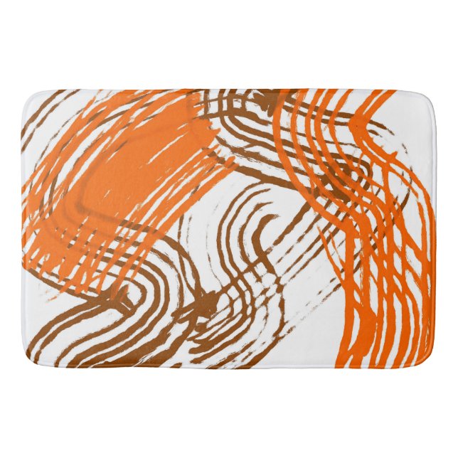Boho Brown, Orange Abstract Design Badematte (Vorderseite)