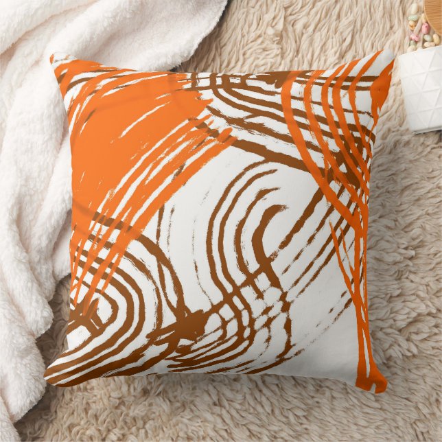 Boho Brown, Orange Abstract Design Kissen (Decke)