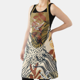 Boho Brown und Cream-Blätter Schürze