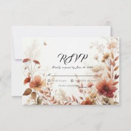 Boho Browns with Butterflies Floral Wedding RSVP Karte