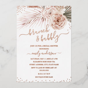 Boho Brunch and Bubbly ROSE GOLD Brautparty Folieneinladung