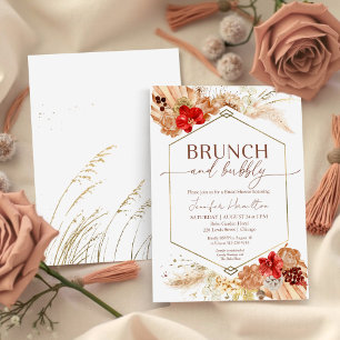 Boho Brunch und Bubbly Terracotta-Brautparty Einladung