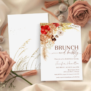 Boho Brunch und Bubbly Terracotta-Brautparty Einladung
