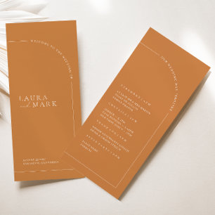 Boho Brunt Orange Arch Minimalistisch Wedding Prog