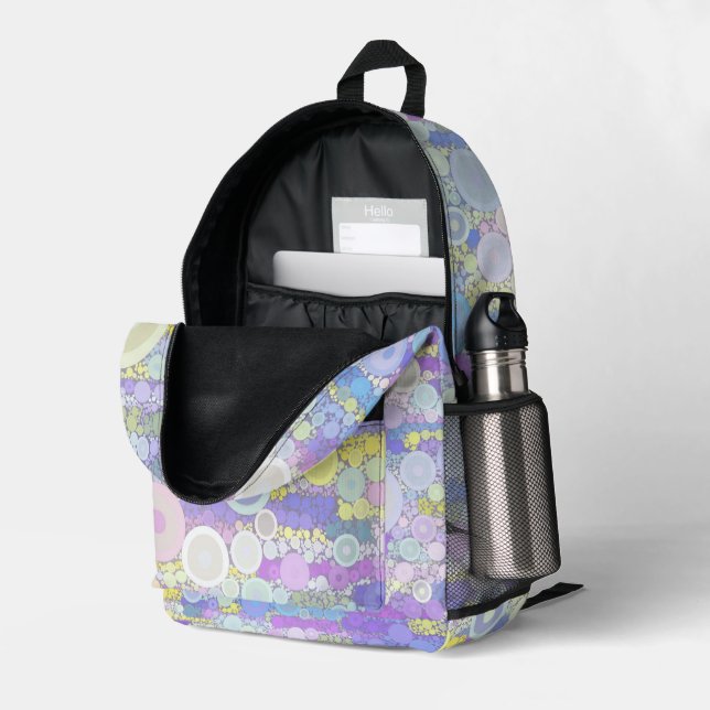 Boho Bubbles Bedruckter Rucksack (Rückseitige Ecke links (Offen) )