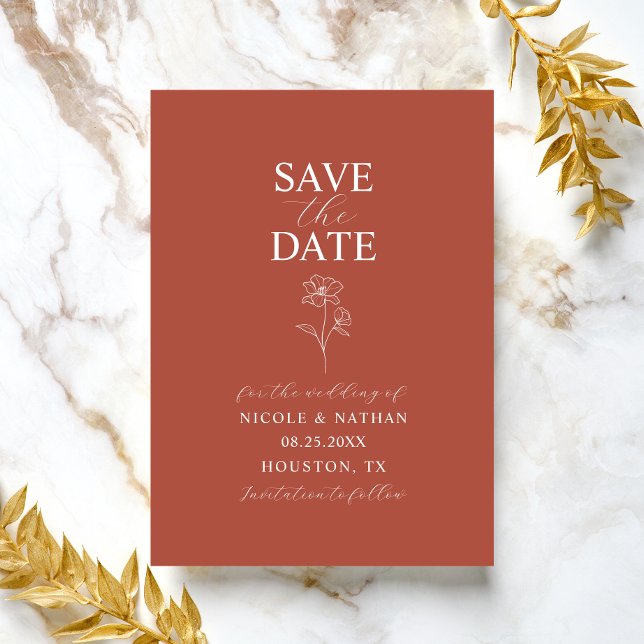 Boho Budget Terracotta Rust Blume Wedding | DIY S Save The Date (Boho Budget Terracotta Rust Flower Wedding | DIY S Save The Date)