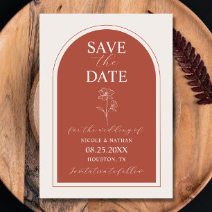 Boho Budget Terracotta Rust Blume Wedding   DIY Save The Date