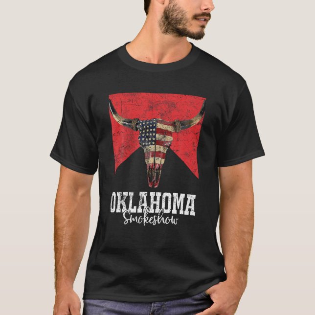 Boho Bull Skull Kuh Oklahoma Smokeshow Western Cou T-Shirt (Vorderseite)