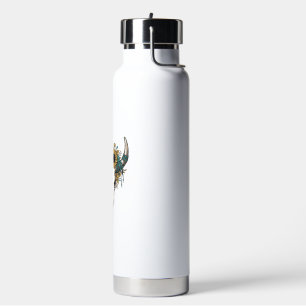 Boho Bullenschädel Sonnenblume Vintage Western Gra Trinkflasche