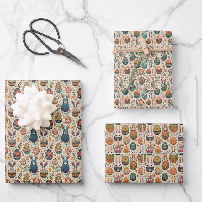 Boho Bunnies Geschenkpapier Set (Vorderseite)