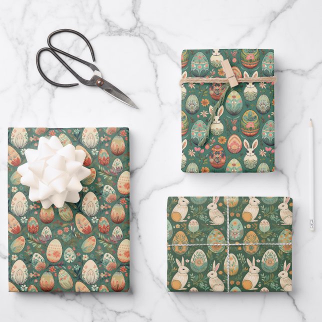 Boho Bunnies Geschenkpapier Set (Vorderseite)