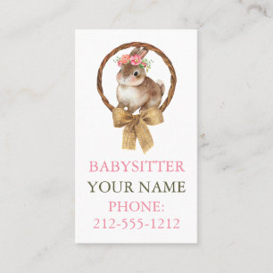 BOHO Bunny Coquette Bow Babysitter Business Cards Visitenkarte