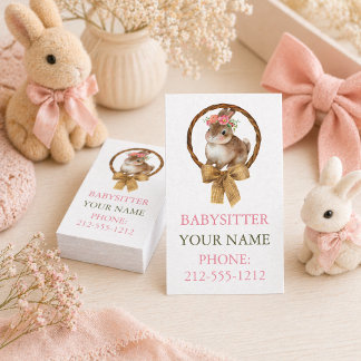 BOHO Bunny Coquette Bow Babysitter Business Cards Visitenkarte