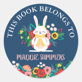 Boho Bunny | Floral Dieses Buch gehört zu Runder Aufkleber