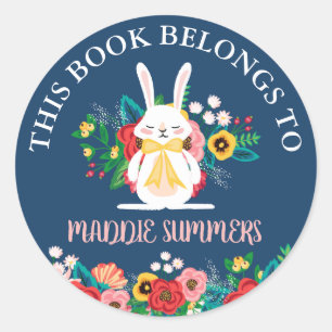 Boho Bunny   Floral Dieses Buch gehört zu Runder Aufkleber