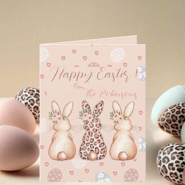 Boho Bunny Happy Ostercustom Feiertagskarte (Boho Bunny Happy Easter custom Holiday Card)