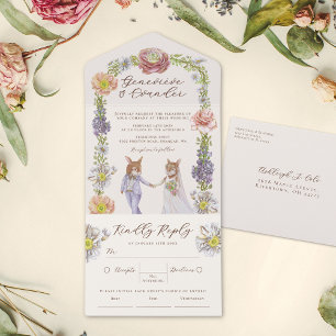 Boho Bunny Liebe Wasserfarbe Hochzeit und UAWG All In One Einladung