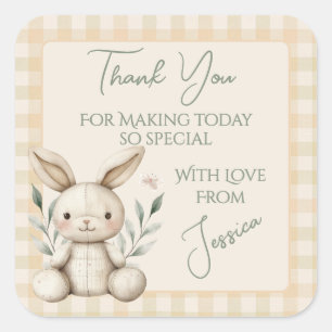 Boho Bunny Neutral Baby Duwer Gevor Quadratischer Aufkleber