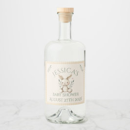 ~Boho Bunny Neutral Baby Shower Alkoholflaschenetikett