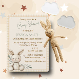 Boho Bunny Neutral  Baby Shower Invitation Einladung