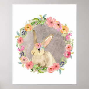 Boho Bunny Rabbit Woodland Kinderzimmer Poster dru