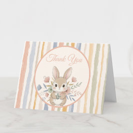 Boho Bunny Watercolor Stripe  Dankeskarte