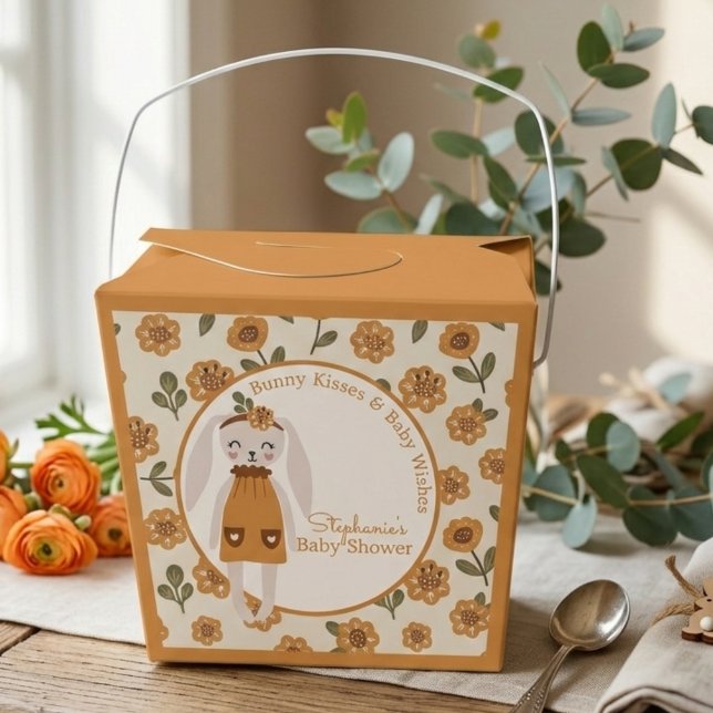 Boho Bunny Wildflower Geschenkschachtel (Boho bunny floral baby shower favor box)