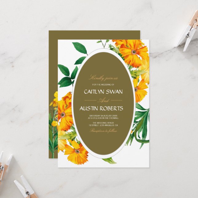 boho bunt botanische Wildblumen modern Einladung (Vorderseite/Rückseite Beispiel)