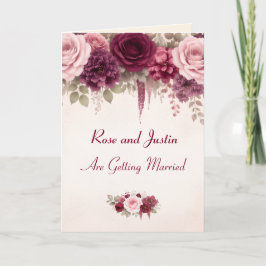 Boho Burgandy Wine Floral Elegant Custom Wedding Einladung