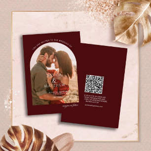 Boho Burgund Foto Tor Hochzeit Einladung