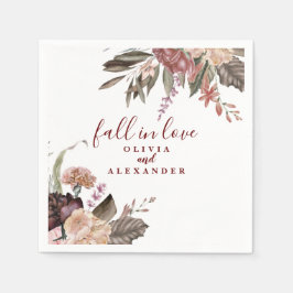 Boho Burgund Rose fallen in Liebe Blumenhochzeit Serviette