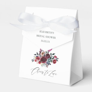 Boho Burgund und Navy Brautparty zur Weinprobe Geschenkschachtel