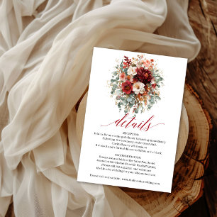 Boho-Burgunder-Blumen-Eukalyptus-Herbst-Detailkart Begleitkarte