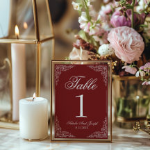 Boho-Burgunder-Blumen-Hochzeitstisch-Nummer