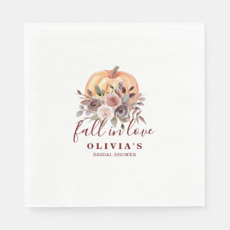 Boho-Burgunder-Herbst-Blumen-Kürbis-Junggesellinne Serviette