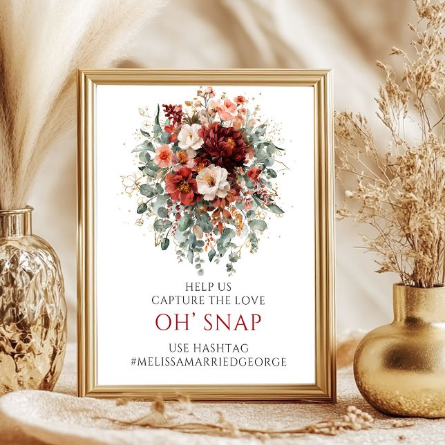 Boho-Burgunder-Herbst-Blumen Oh Snap-Tischschild Poster (Boho Burgundy Fall Floral Oh Snap Tabletop Sign

)