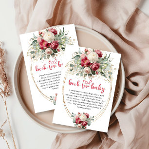 Boho-Burgunder-Rosa-Grün-Blumen-Buch-Anfrage Begleitkarte