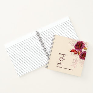 Boho-Burgunderrosen-Notizbuch Notizbuch