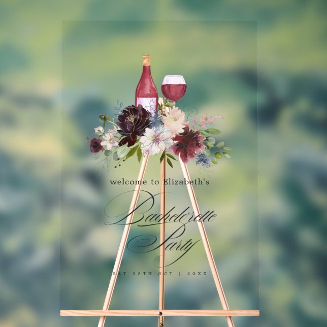 Boho Burgundy Blush Dusty Blue Bacheloretto Acrylschild (Neutral)