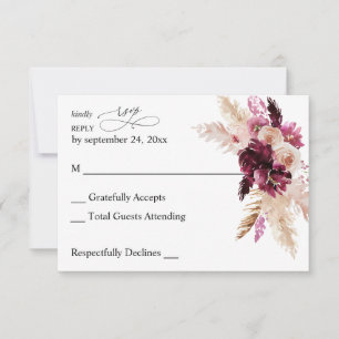 Boho Burgundy & Blush Pink Floral UAWG RSVP Karte